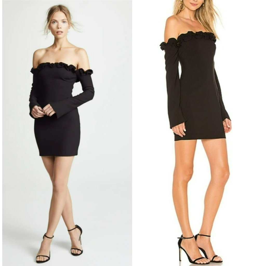 Likely Rumi Dress Black Off Shoulder Ruffle Long Sleeve Lbd In Size 2